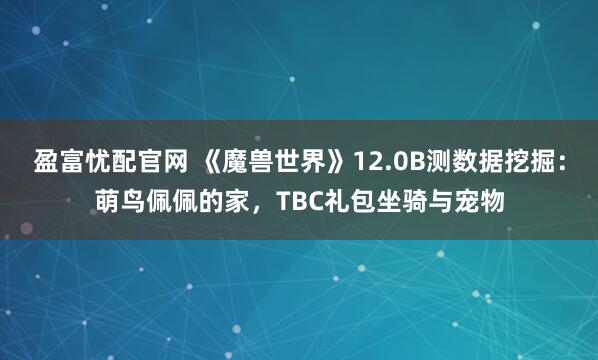 盈富忧配官网 《魔兽世界》12.0B测数据挖掘：萌鸟佩佩的家，TBC礼包坐骑与宠物